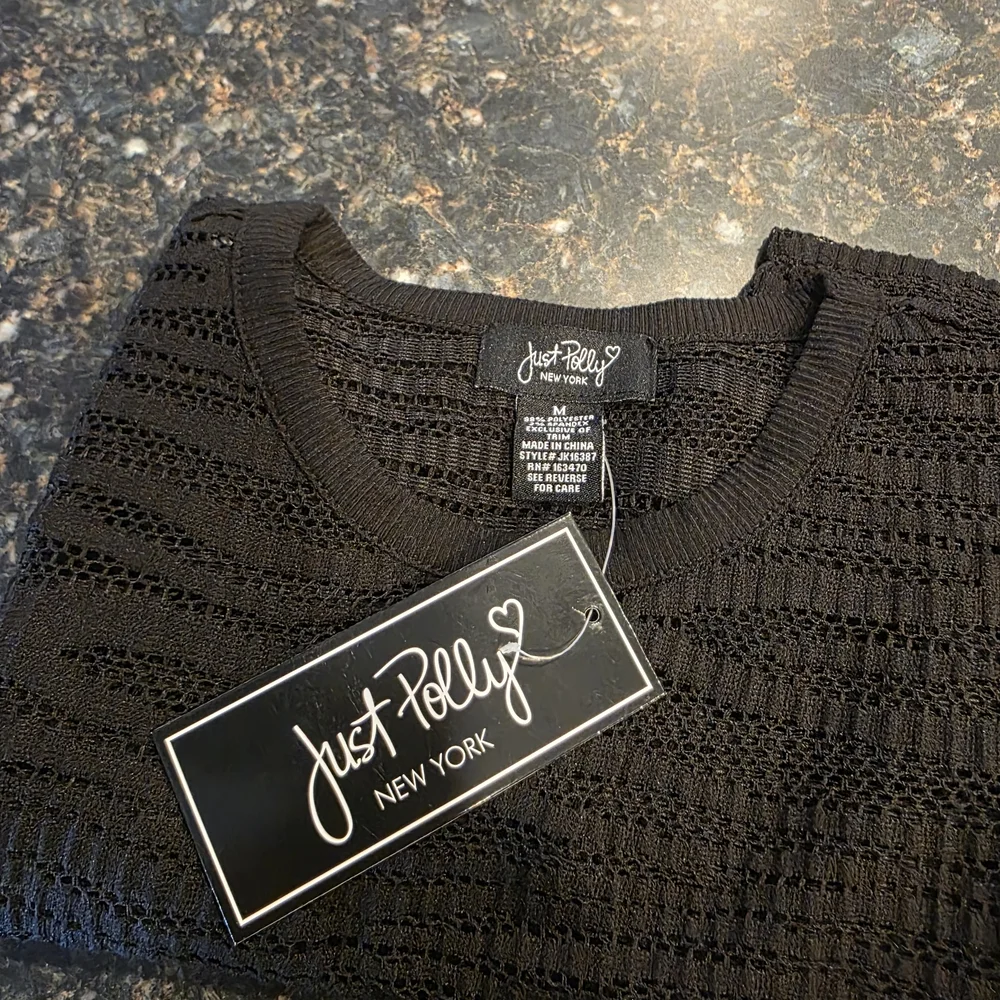 Just Polly Black Sheer Long Sleeve Top - Picture 6 of 6